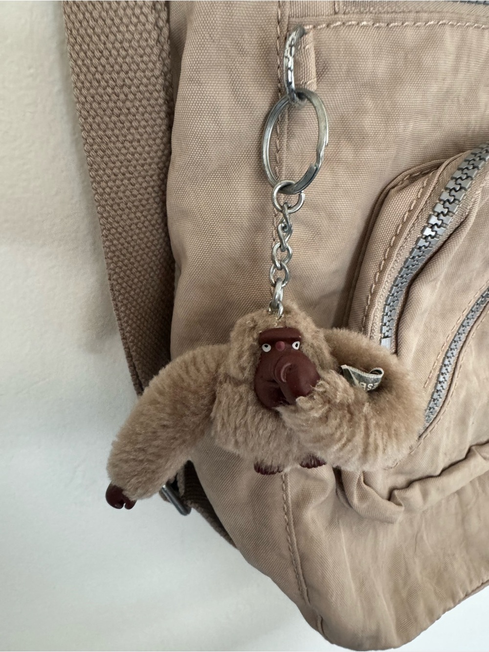 Kipling Joslyn Dune Crossbody Tote Bag Beige Monkey Key Ring - Picture 5 of 16